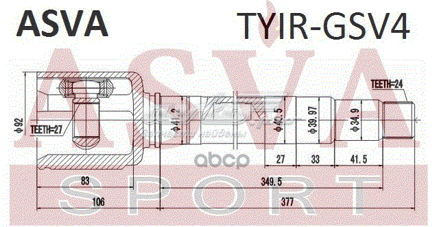 Шарнир привода внутренний Asva TYIRGSV4 цена, от 77.79 USD