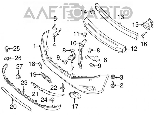 Молдинг решетки бампера переднего нижний FPS FP5059920 цена, от 31.94 USD