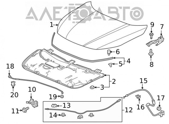 74131TXMA01 Honda Трос открытия капота