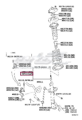 4852049555 Toyota amortecedor dianteiro esquerdo