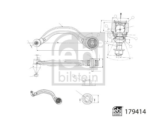 179414 Febi braço oscilante inferior direito de suspensão dianteira