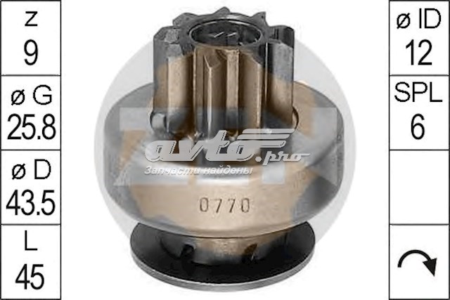 Бендикс стартера ZEN ZN0770
