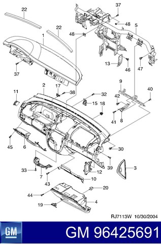  Панель салона передняя "торпедо" Chevrolet Lacetti 