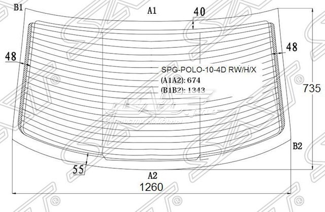 Vidro traseiro Volkswagen Polo V RUS 602, 604, 612, 614