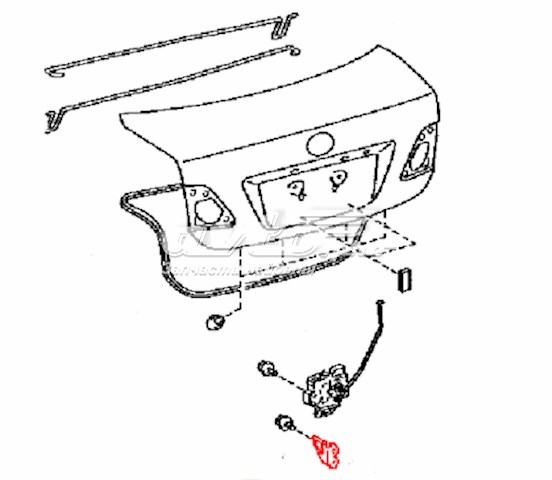 Gozno de garra (parte complementar) de fecho da porta traseira (de bagageiro, 3ª/5ª) para Toyota Corolla (E15)