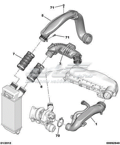 Шланг (патрубок) интеркуллера левый Peugeot/Citroen 1440N5