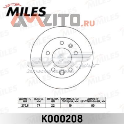 K000208 Miles диск тормозной передний