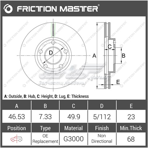 Тормоз дисковый передний Friction Master R0008 цена, от 39.49 USD