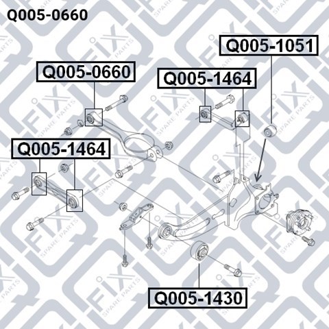 Сайлентблок заднего поперечного рычага внутренний Q0050660 Q-fix