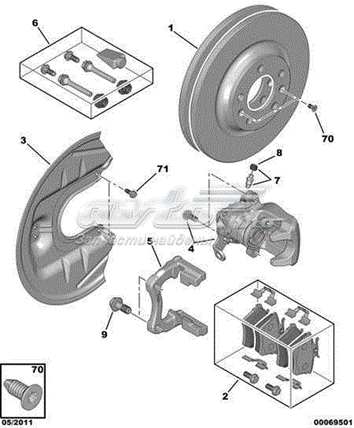 Proteção do freio de disco traseiro para Peugeot 407 (6D)