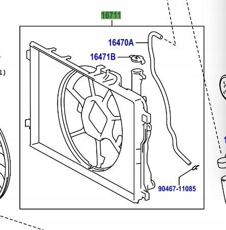 Диффузор радиатора 16711K0060 Toyota