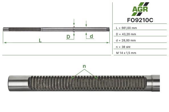 FO9210C AGR veio (haste da cremalheira da direção)