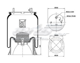 Ресора пневматичної підвіски 040606106020 TEMPLIN