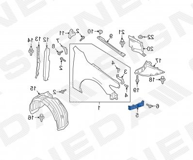 Кронштейн крепления крыла переднего правого передний BDTS52140 Mazda