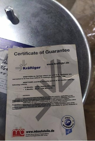 Купить KG49128NS Kraftiger Пневмоподушка (пневморессора) моста заднего