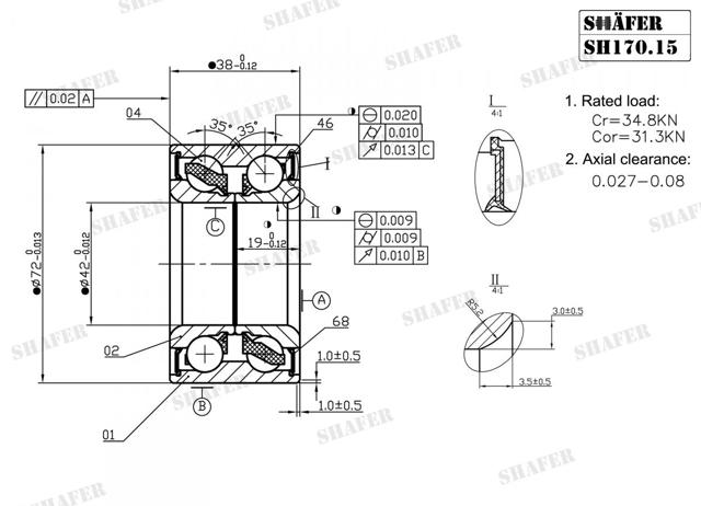 Комплект подшипника ступицы колеса Shafer SH17015 цена, от 15.41 USD