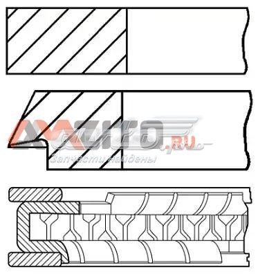 Кольца поршневые на 1 цилиндр, STD. GOETZE 0842340000