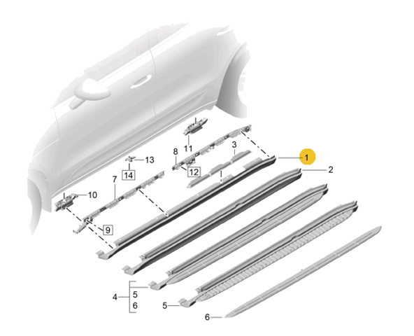 Накладка (молдинг) порога наружная левая PORSCHE 95B8535631E0