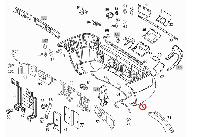 Элемент защиты сзади Mercedes 1638806971