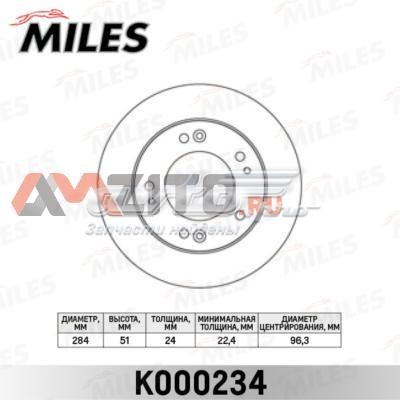 Передние тормозные диски K000234 Miles