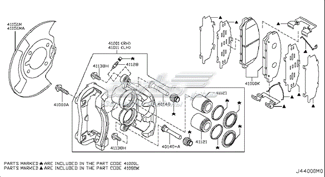 Ремкомплект переднего суппорта D1A20ZC60A Nissan/Infiniti