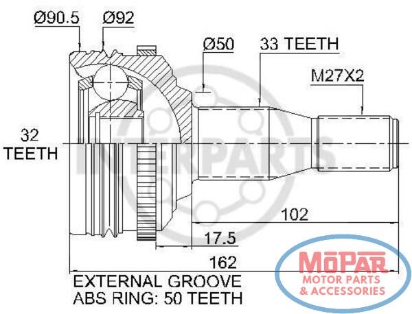 Привод передний левый Interparts CH122059A цена, от 56.34 USD