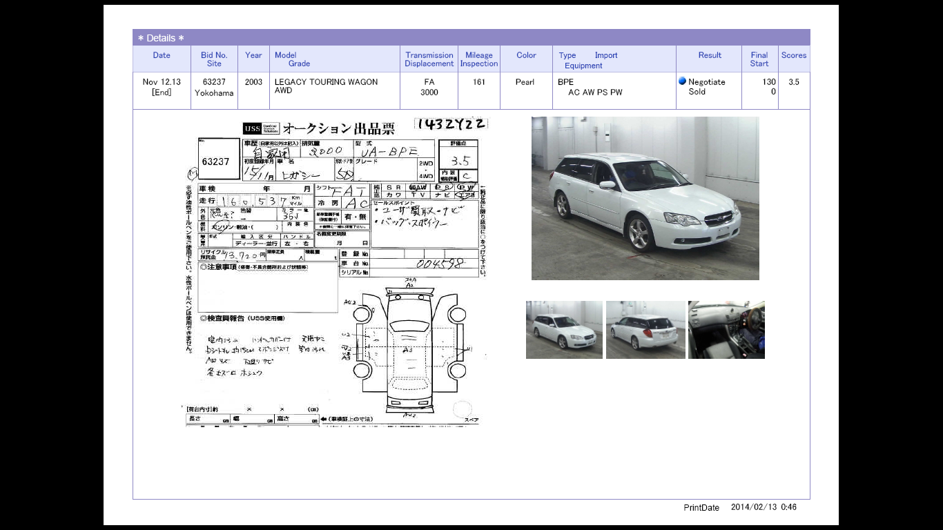 Разборка SUBARU LEGACY IV универсал (B13) (2003 - 2009)